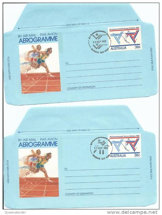 36 Cent Commonwealth Games Aerogrammes X 16 Each Shows Special Postmark All 30 Sep 1982 Brisbane & Wallet Rarely Seen - Aérogrammes