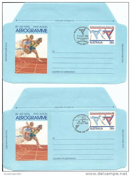 36 cent Commonwealth Games Aerogrammes x 16 Each Shows Special Postmark All 30 Sep 1982 Brisbane & Wallet Rarely Seen