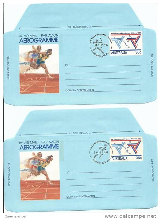 36 cent Commonwealth Games Aerogrammes x 16 Each Shows Special Postmark All 30 Sep 1982 Brisbane & Wallet Rarely Seen