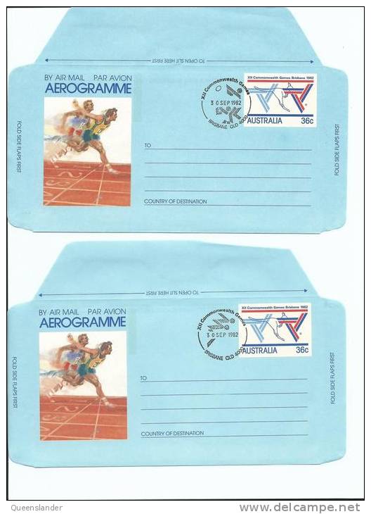 36 cent Commonwealth Games Aerogrammes x 16 Each Shows Special Postmark All 30 Sep 1982 Brisbane & Wallet Rarely Seen