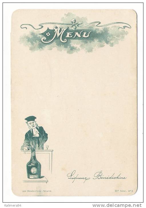 MENU  PUBLICITAIRE  " LIQUEUR  BENEDICTINE , Fécamp "  ( Avaocat Faisant Sa Plaidoirie ) /  N° 2 De La 20ème Série - Menus