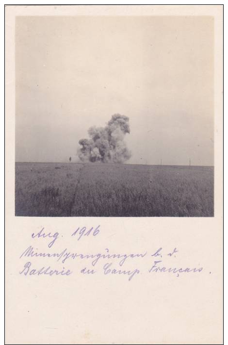 Explosions D\´ Obus 3 X Carte Photo Allemande Minensprengungen Camp Français TEXTE !!! Info !!! - Guerre 1914-18