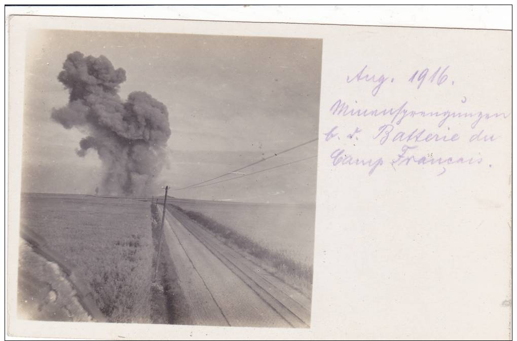 Explosions D\´ Obus 3 X Carte Photo Allemande Minensprengungen Camp Français TEXTE !!! Info !!! - Guerre 1914-18