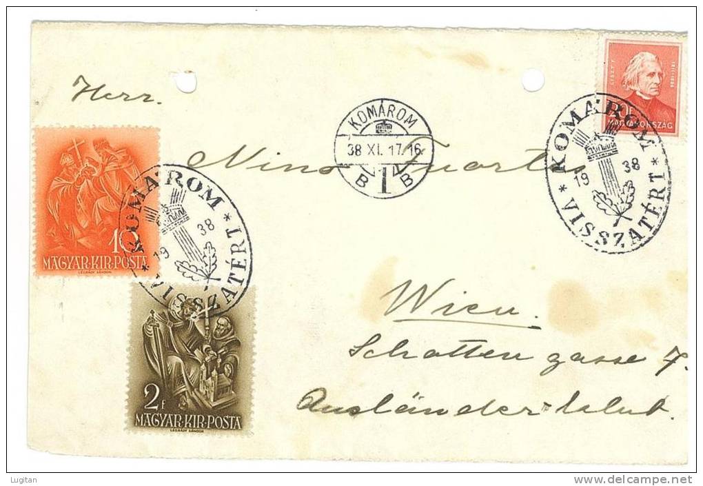 UNGHERIA ANNO  3 FRONTI  LETTERA  VIAGGIATI - ANCHE POSTA AEREA - Postmark Collection