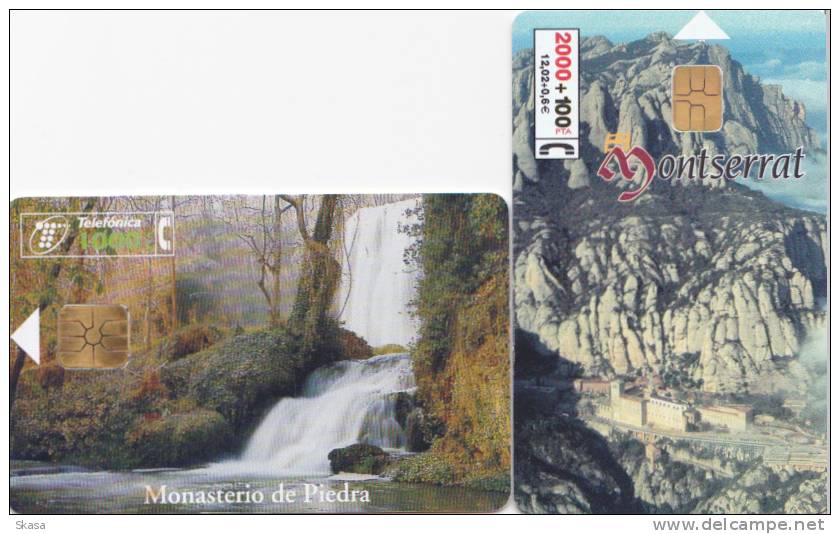 Espagne 2 Cartes Montserrat Et Monasterio De Piedra - Colecciones