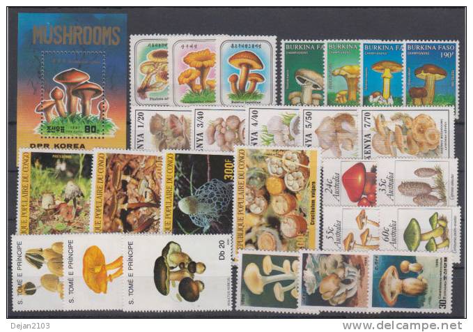 Australia,Kenya,Congo,S.Tome E  Principe,Korea Mushrooms MNH ** - Other & Unclassified
