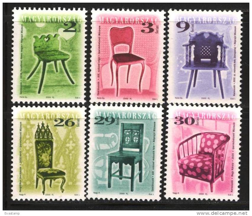 HUNGARY - 2000. Antique Furnitures / Chairs II.  MNH!! Mi 4604-4609. - Neufs