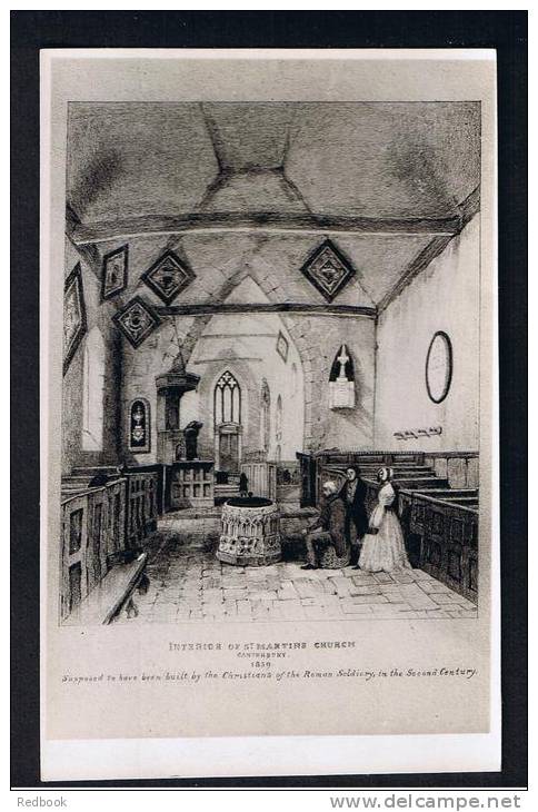 RB 929 -  Postcard  - Interior Of St Martins Church &amp; Font Canterbury As In 1839 - Kent - Canterbury