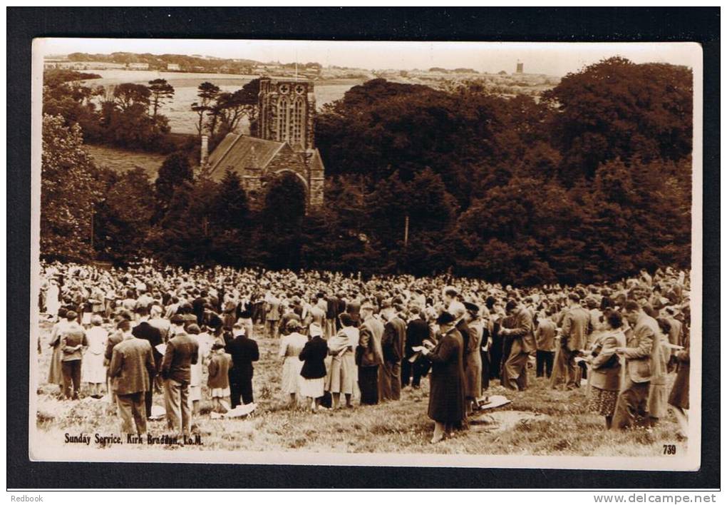 RB 929 -  Real Photo Postcard  - Sunday Service - Kirk Braddan - Isle Of Man - Isle Of Man