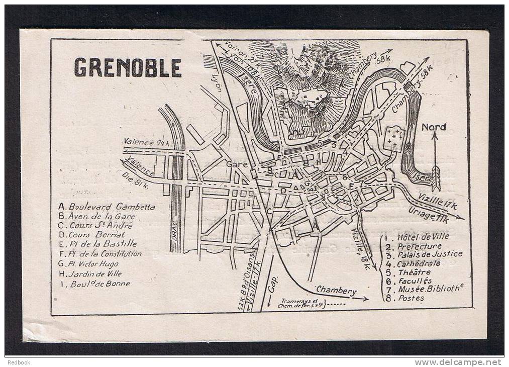 RB 929 - Early Town Centre Map Of Grenoble France - Cartes Topographiques