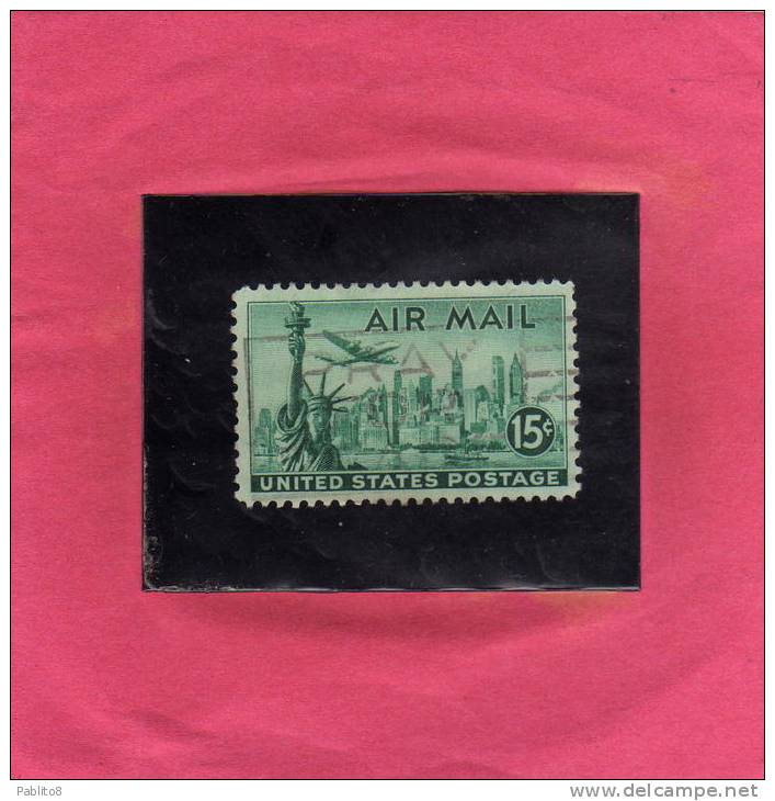 USA - STATI UNITI 1947 AIR MAIL NEW YORK VIEW AIRMAIL POSTA AEREA  VEDUTA USED - 2a. 1941-1960 Used