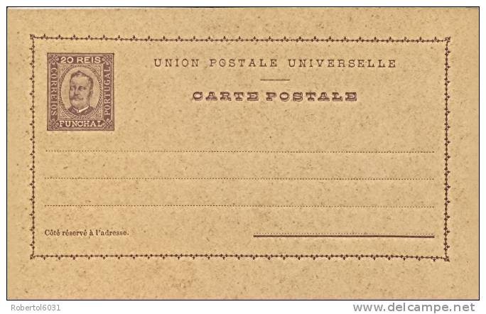 Portugal Funchal (Madeira Island) Postal Stationery Postcard 20 Reis Type King Carlos Unused - Funchal