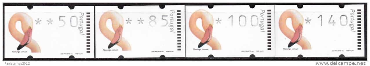 PORTUGAL - (ETIQUETAS)  2000,  Aves De Portugal - Flamingo   (Série, 4 Valores)   ** MNH   MUNDIFIL  Nº 21 - Nuevos