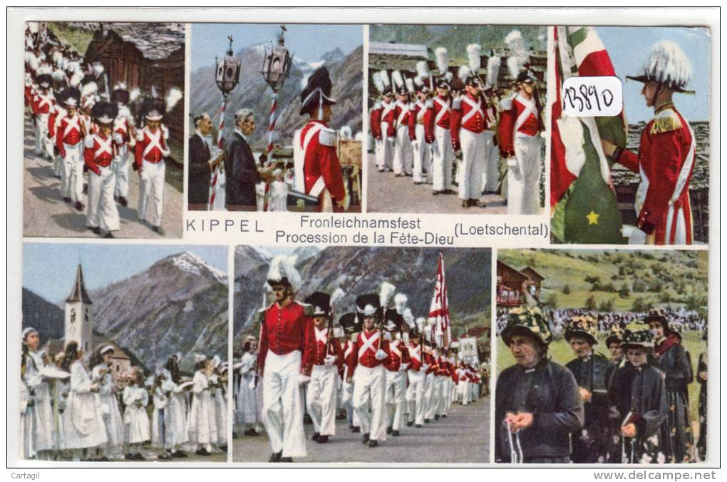 CPM -  13890- Suisse - Kippel - Multivues Procession De La Fête Dieu - Kippel