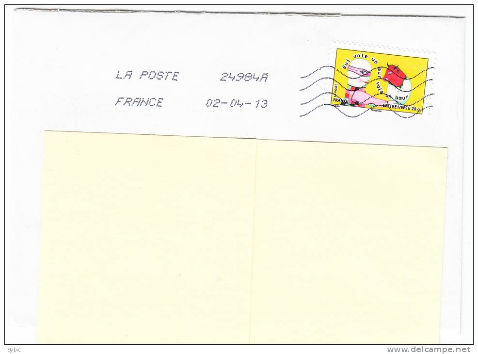 FRANCE - Qui Vole Un Oeuf Vole Un Boeuf  - Nouveauté 2013 Sur Lettre - Covers & Documents