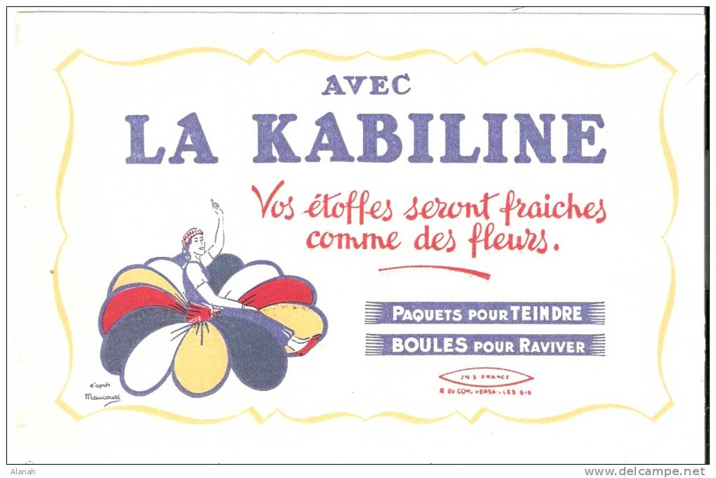 Buvard "LA KABILINE" Pour Raviver Les Couleurs (d'après Maucourt) En Excellent Etat - Wash & Clean