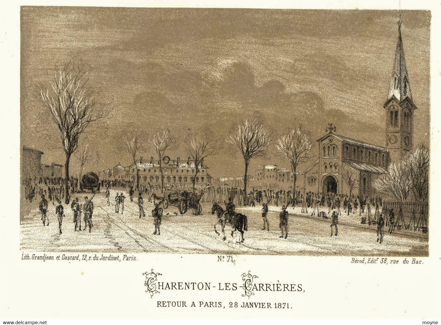 Gravure CHARENTON Les CARRIERES   -  SIEGE De PARIS  1871 - LA GUERRE FRANCO-PRUSSIENNE ET LA COMMUNE- Militaria - Stampe & Incisioni