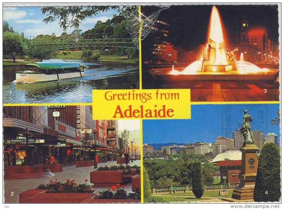 AUSTRALIA - ADELAIDE - Victoria Square Fountain, Used, Posted With Nice Stamp - Adelaide