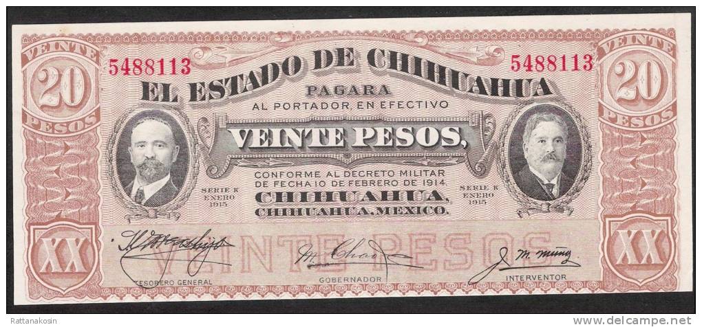 MEXICO  PS537b   20   PESOS   10.2.1914    UNC. - Mexique