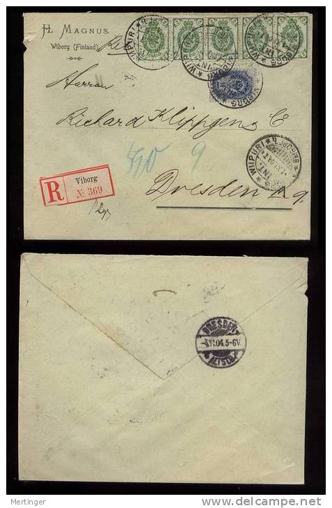 Finnland Finland 1904 Registered Cover VIBORG To Germany - Briefe U. Dokumente