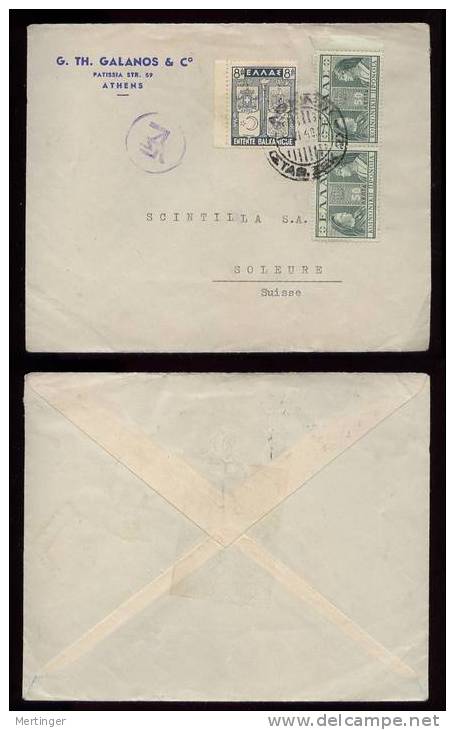 Greece 1940 Censor Cover To Switzerland - Covers & Documents