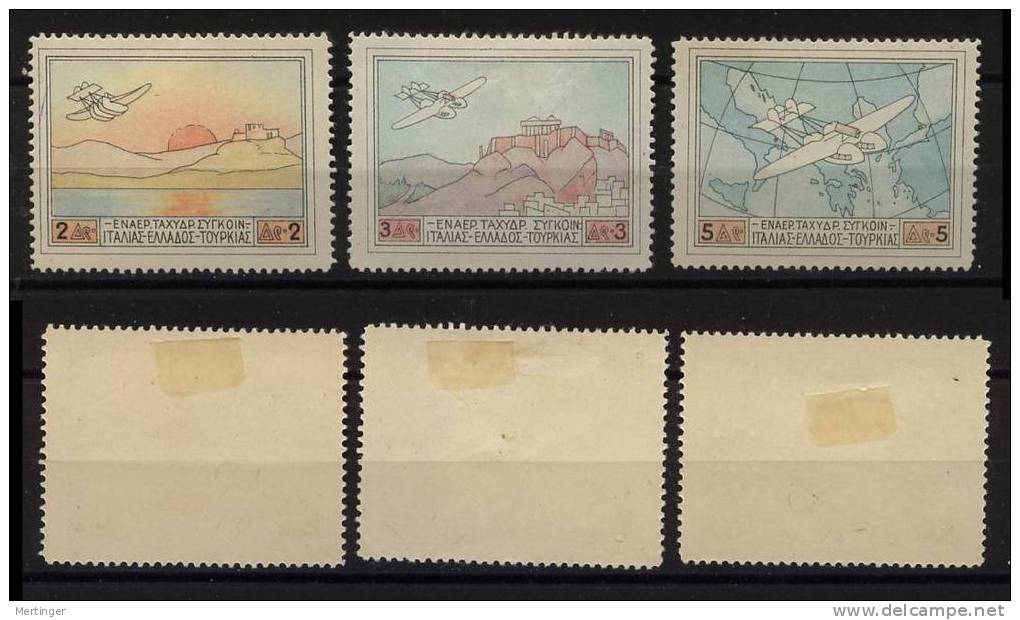 Greece Mi# 330-32 Mint Airmail 1926 - Unused Stamps