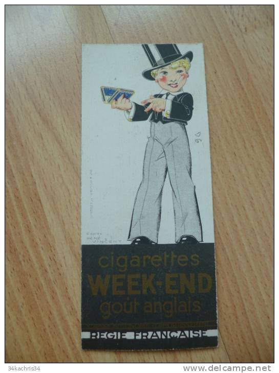 Marque Page Publicitaire Cigarette Celtique.illustré Par René Vinvcent Avec Joueur De Biniou - Marcapáginas