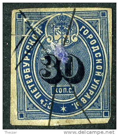 (e207)  Russia St Petersburg Police Pass 1865 Faulty - Revenue Stamps