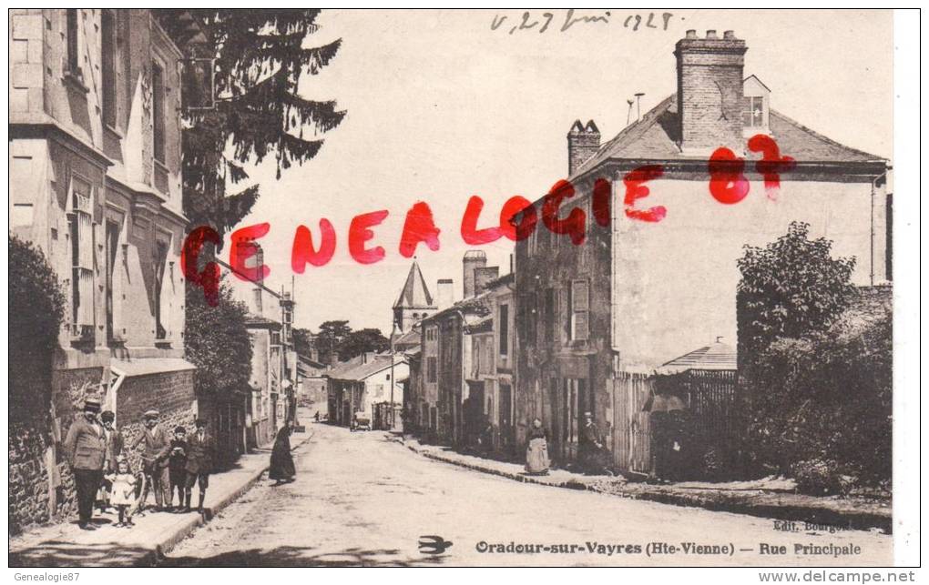 87 - ORADOUR SUR VAYRES - RUE PRINCIPALE 1928-  SEPIA -EDITEUR BOURGOIN - Oradour Sur Vayres