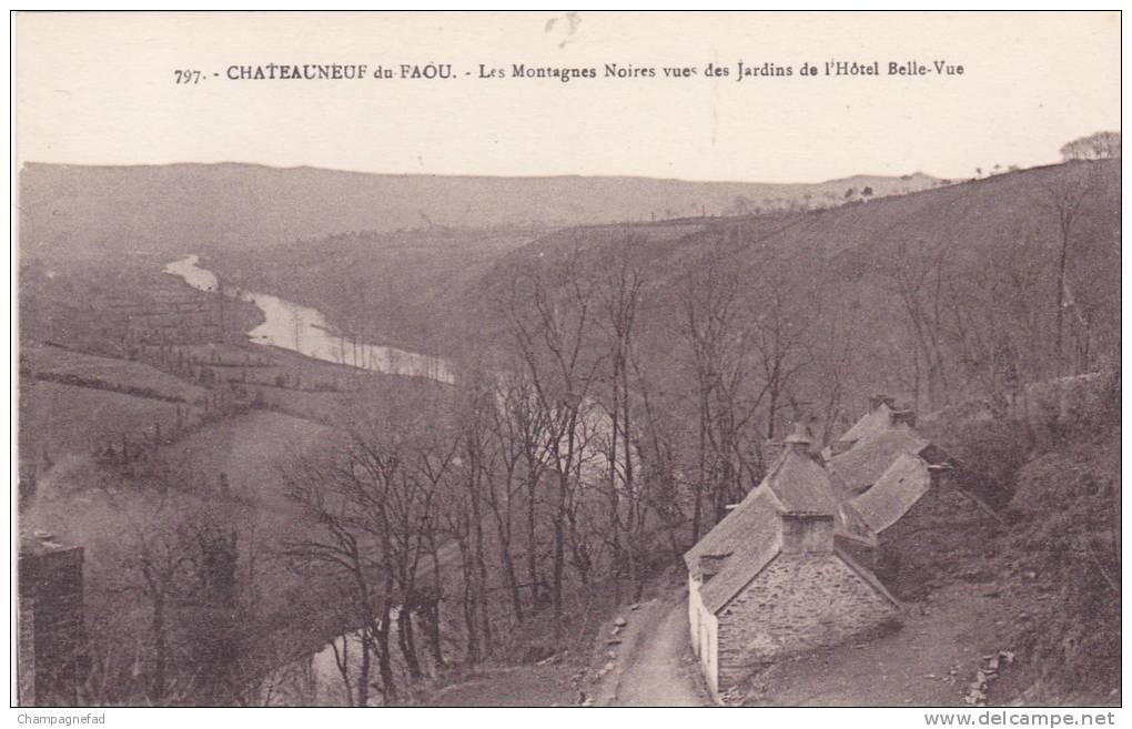 CHÂTEAUNEUF DU FAOU 22, LES MONTAGNES NOIRES VUES DES JARDINS DE L'HÔTEL BELLE VUE - Châteauneuf-du-Faou