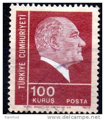 TURKEY 1972 Kemal Ataturk - 100k. - Lake On Buff FU - Usati