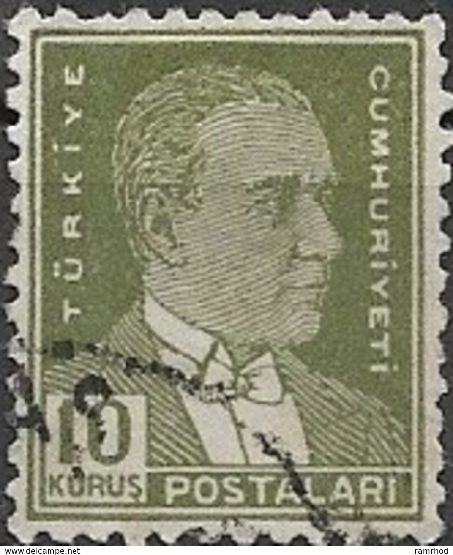 TURKEY 1931 Kemal Ataturk -10k. - Green  FU - Usati