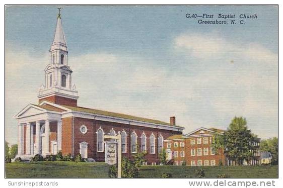 North Carolina Greensboro First Baptist Church Curteich - Greensboro