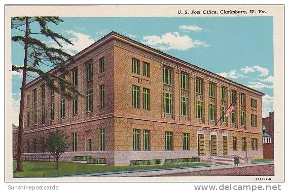 West Virginia Clarksburg Post Office Curteich - Clarksburg