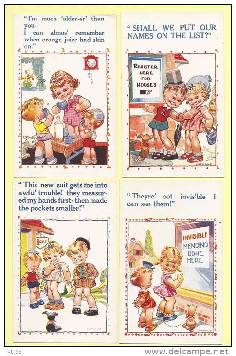Lot 4 Cartes Humoristiques - Enfants - Humorous Cards
