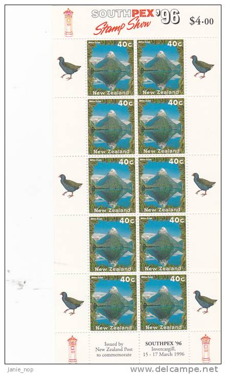 New Zealand 1996 SouthPex'96 Stamp Show Sheetlet  MNH - Blocks & Sheetlets