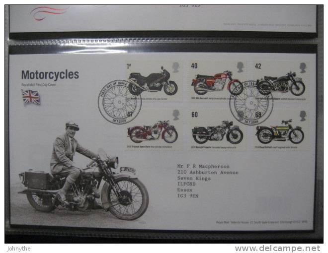 Great Britain 2005 Motorcycles Fdc - 2001-2010 Em. Décimales