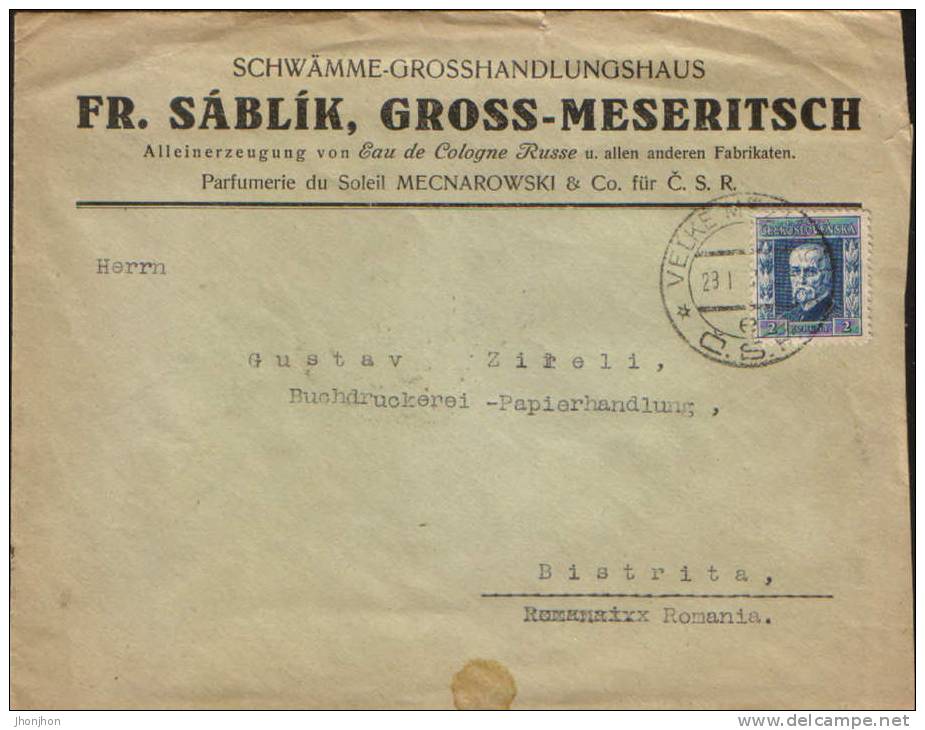 Czechoslovakia-Custom Envelope With "Eau De Cologne Russe" 1925 -Parfumerie Du Soleil Mecnarowski & Co - Zeitschriften