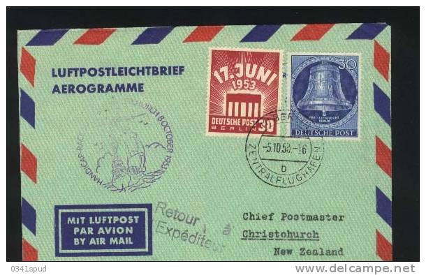 1953 Germania Deutschland Berlin 17 Juni For Christchurch New Zealand - Lettres & Documents