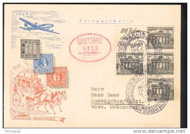 1949 Germania Deutschland Berlin 100 Jahre Briefmarke - Covers & Documents