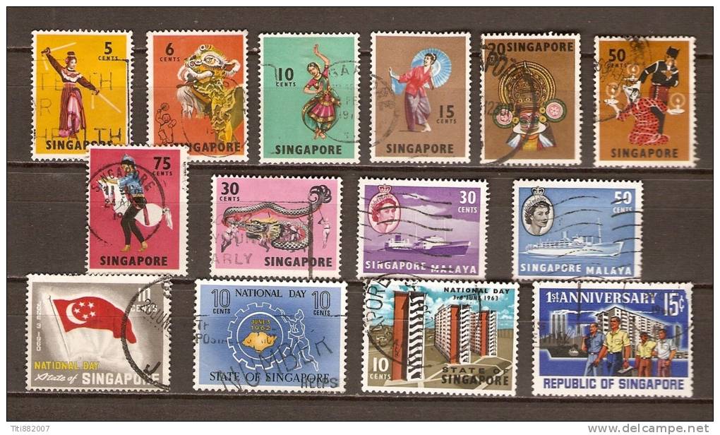 SINGAPOUR.   .1962 / 68   .LOT.   .oblitérés. - Singapore (...-1959)