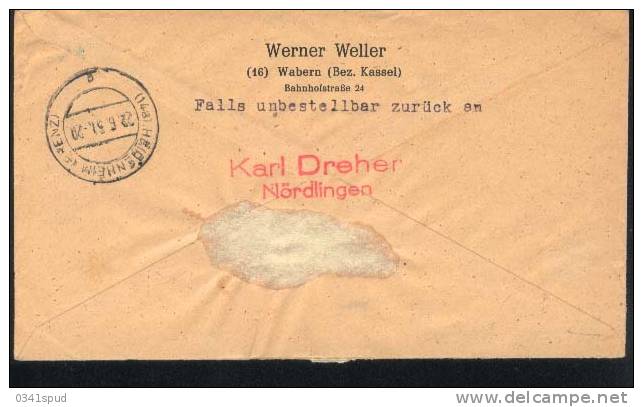 1951 Germania Deutschland  Nordlingen - Lettres & Documents