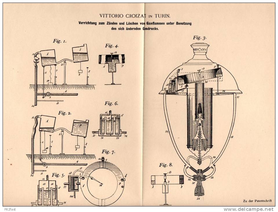 Original Patentschrift - Vittorio Croizat In Torino / Turin , 1900 , Apparecchiatura Per Luci , Lampada !!! - Luminarie E Lampadari