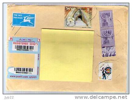 Israël Lettre Cover Par Avion Via Air Mail Registered Recommandé - 4 Tp Dont Archer Tir à L'arc Sport - CAD Effacé - Cartas & Documentos