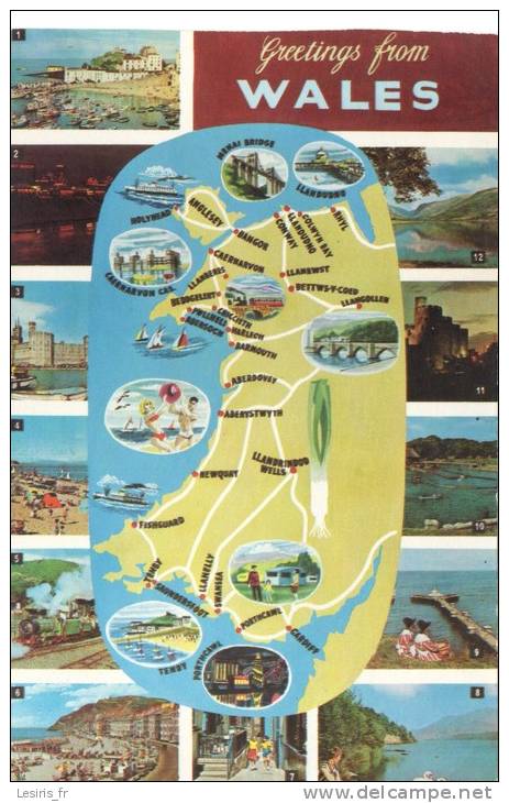 CP - WALES - MULTIVUES - CARTE - THE HARBOUR TENBY - CONEY BEACH PORTHCAWL - CAERNARVON CASTLE - ABERSOCH BEACH - FAIRBO - Otros & Sin Clasificación