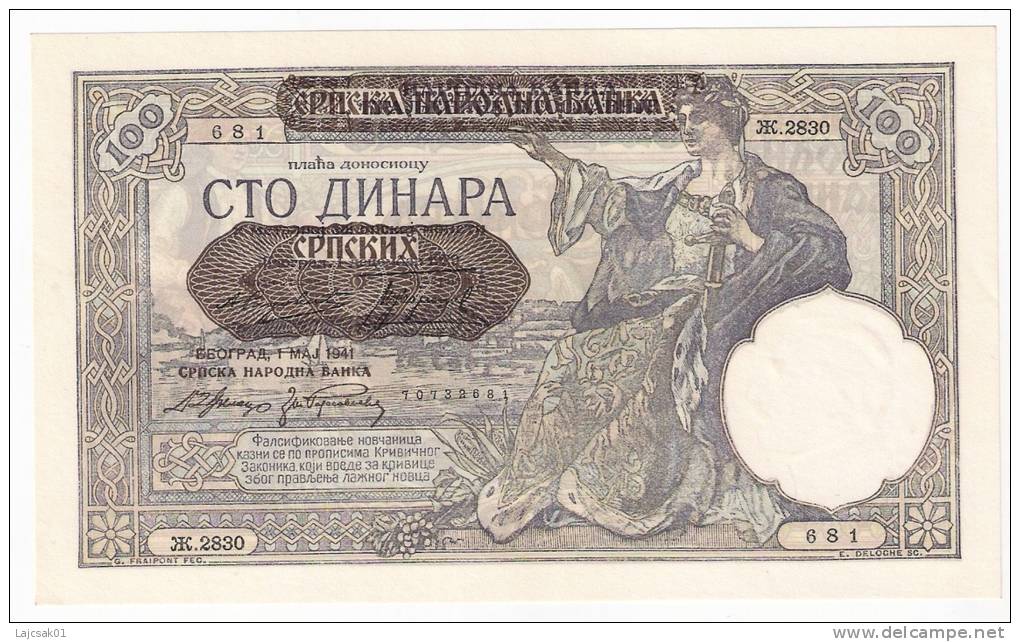 Serbia 100 Dinara 1941. AUNC P-23 - Serbie