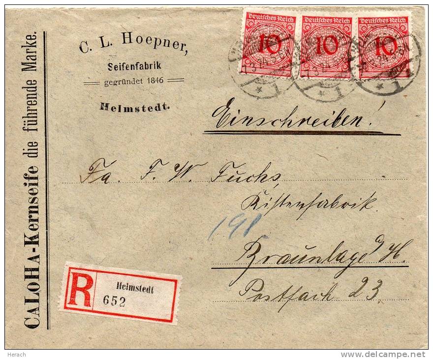 ALLEMAGNE LETTRE RECOMMANDEE  INFLATION PUB AU VERSO 1924 - Other & Unclassified