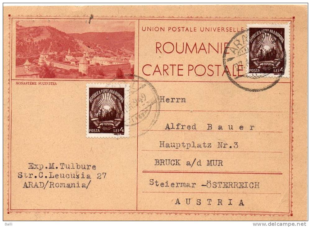 ROUMANIE ENTIER POSTAL ILLUSTRE 1949 - Interi Postali