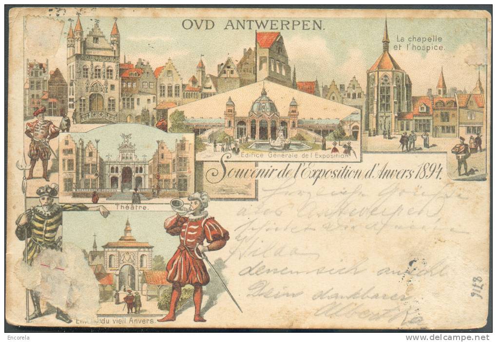 N°69 - 10 Centimes Exposition D´Anvers Obl. Sc ANVERS (EXPOSITION) Sur Carte Vue (illustrée : Oud Antwerpen - Souvenir D - 1894-1896 Tentoonstellingen