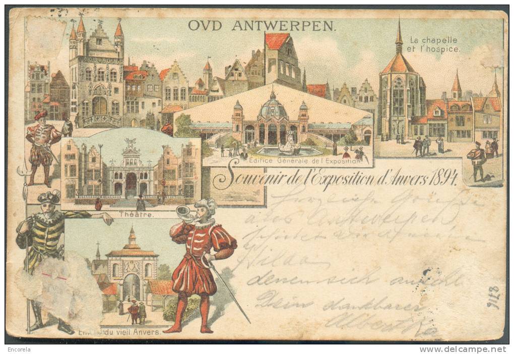 N°69 - 10 Centimes Exposition D´Anvers Obl. Sc ANVERS (EXPOSITION) Sur Carte Vue (illustrée : Oud Antwerpen - Souvenir D - 1894-1896 Ausstellungen